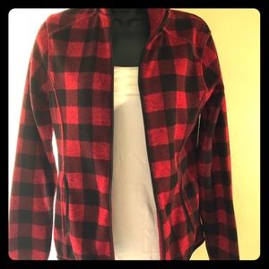 S Eddie Bauer plaid fleece zip up